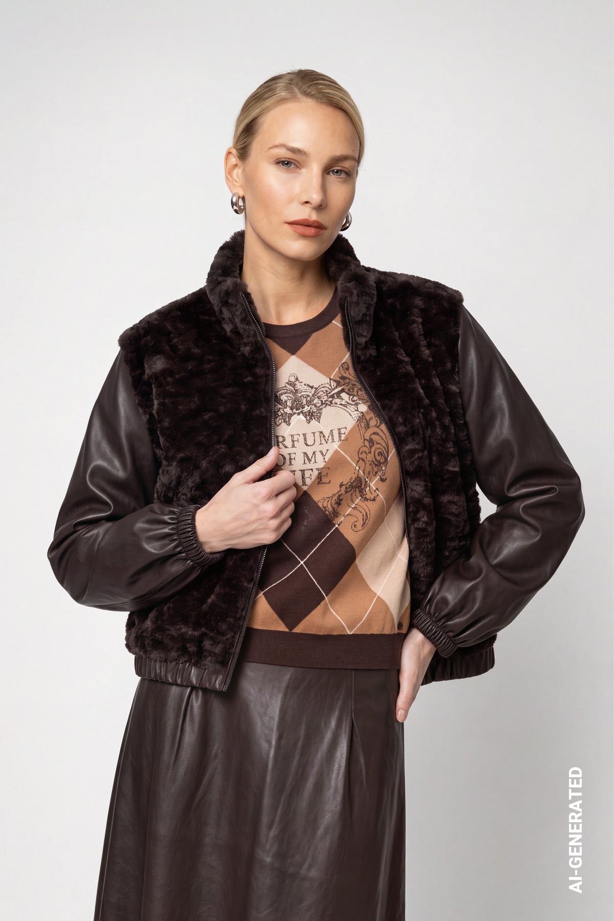 Monari Damen Jacke mit Kunstfell