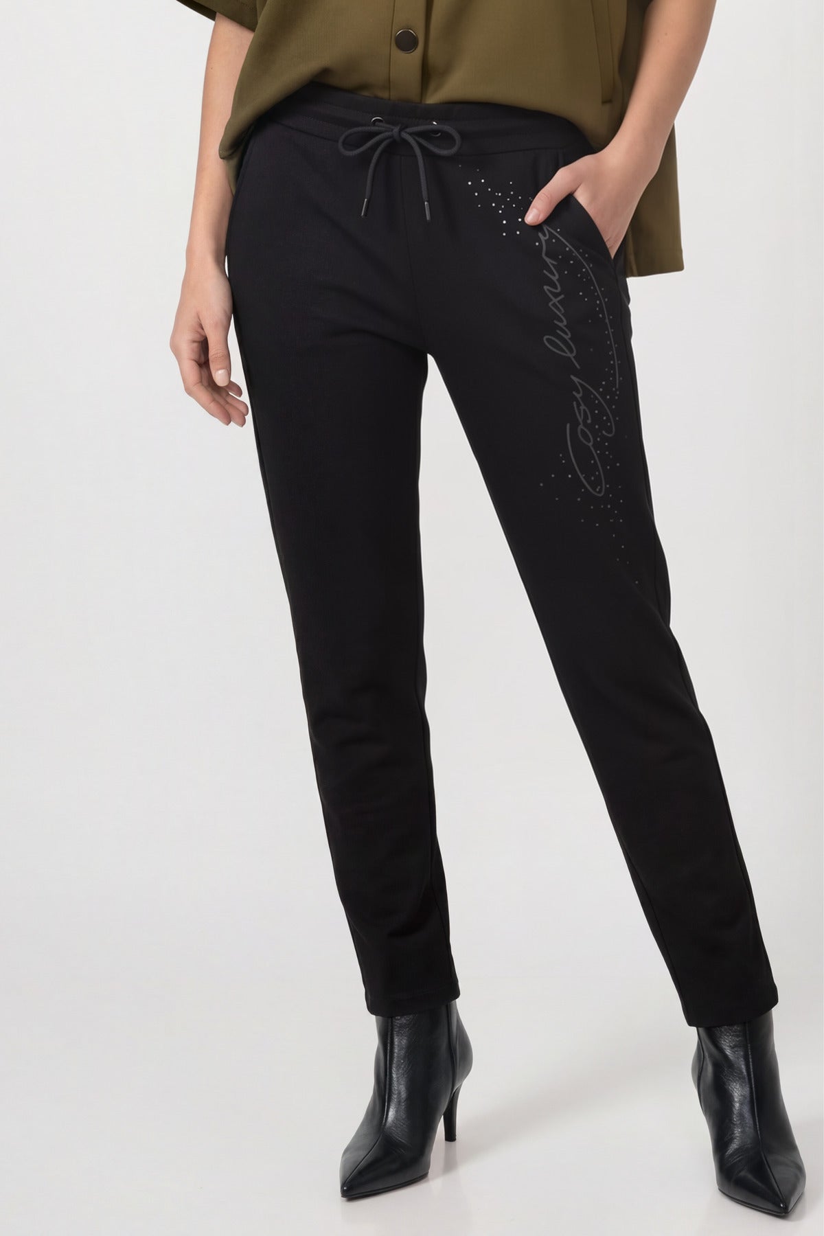 Monari Damen Jogginghose Jogger mit Strass 810002 – schwarz