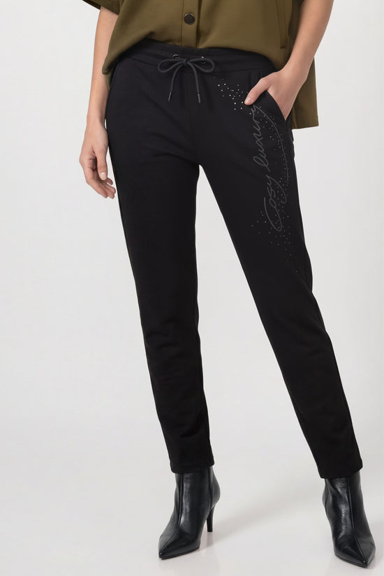 Monari Damen Jogginghose Jogger mit Strass 810002 – schwarz