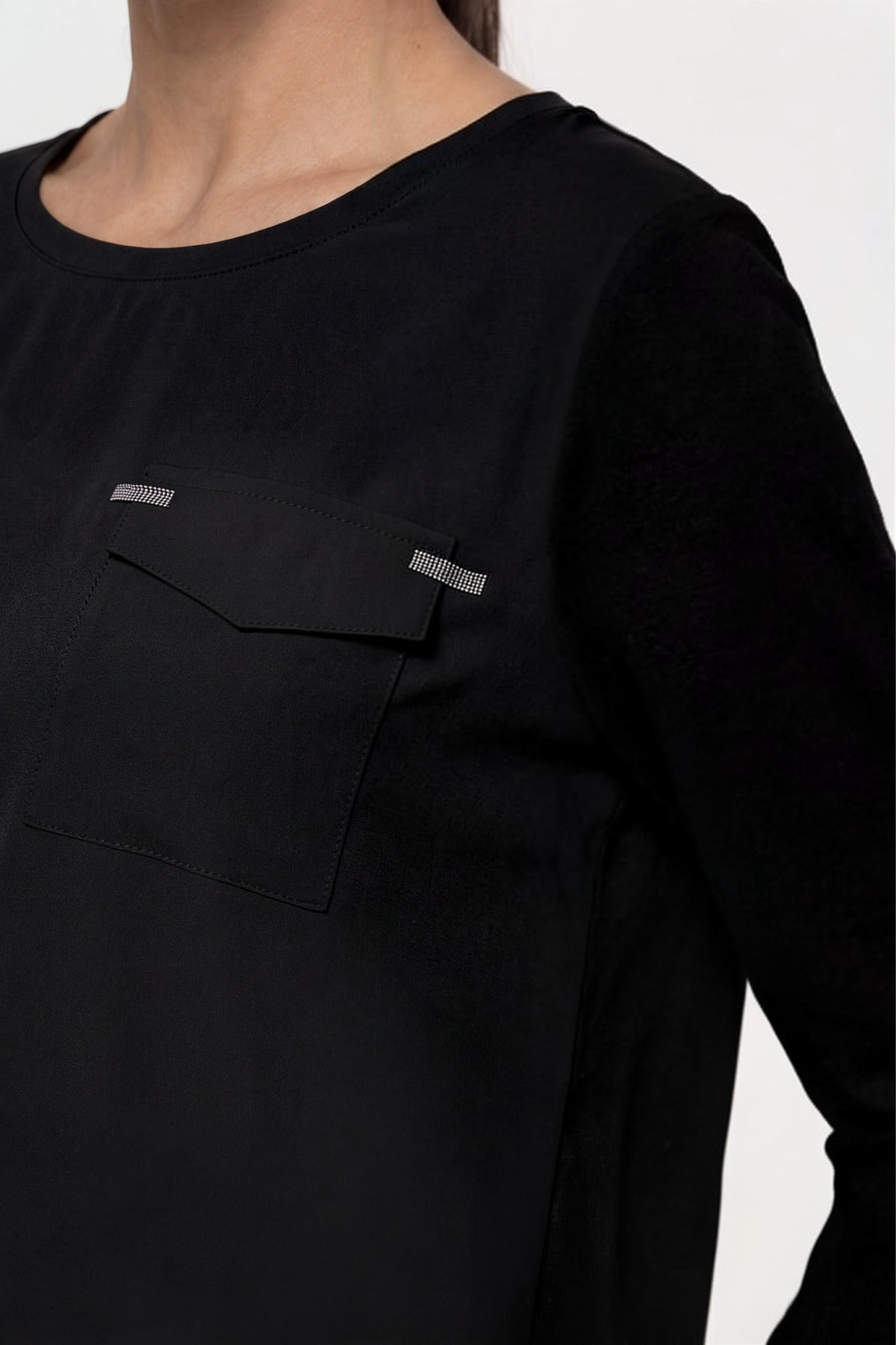 Monari Damen Bluse Schluse mit Schmuckdetails 810012 – schwarz