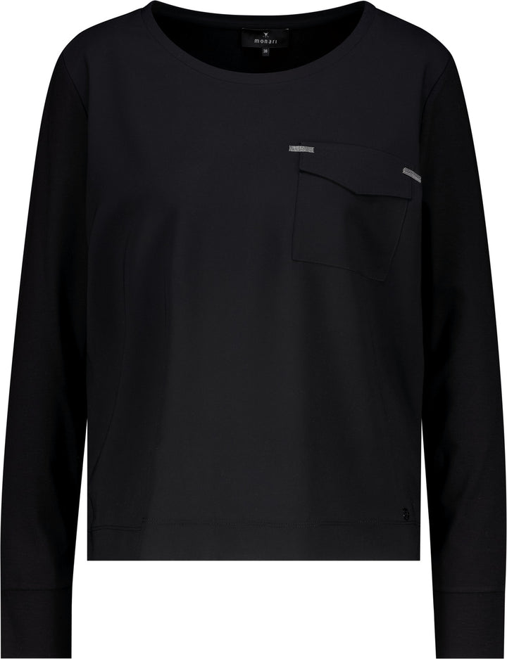 Monari Damen Bluse Schluse mit Schmuckdetails 810012 – schwarz