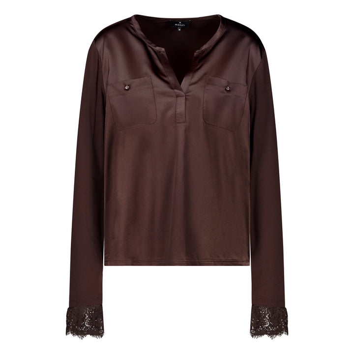 Monari Damen Bluse Schluse mit Spitzenborte