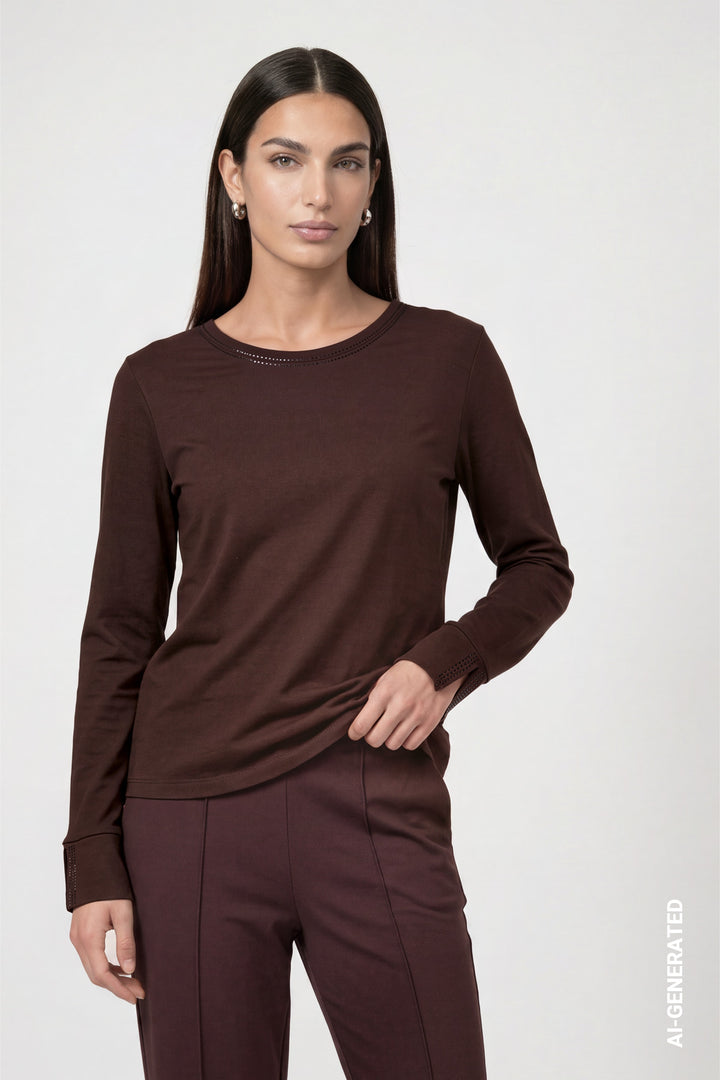 Monari Damen Langarmshirt mit Strassdetails