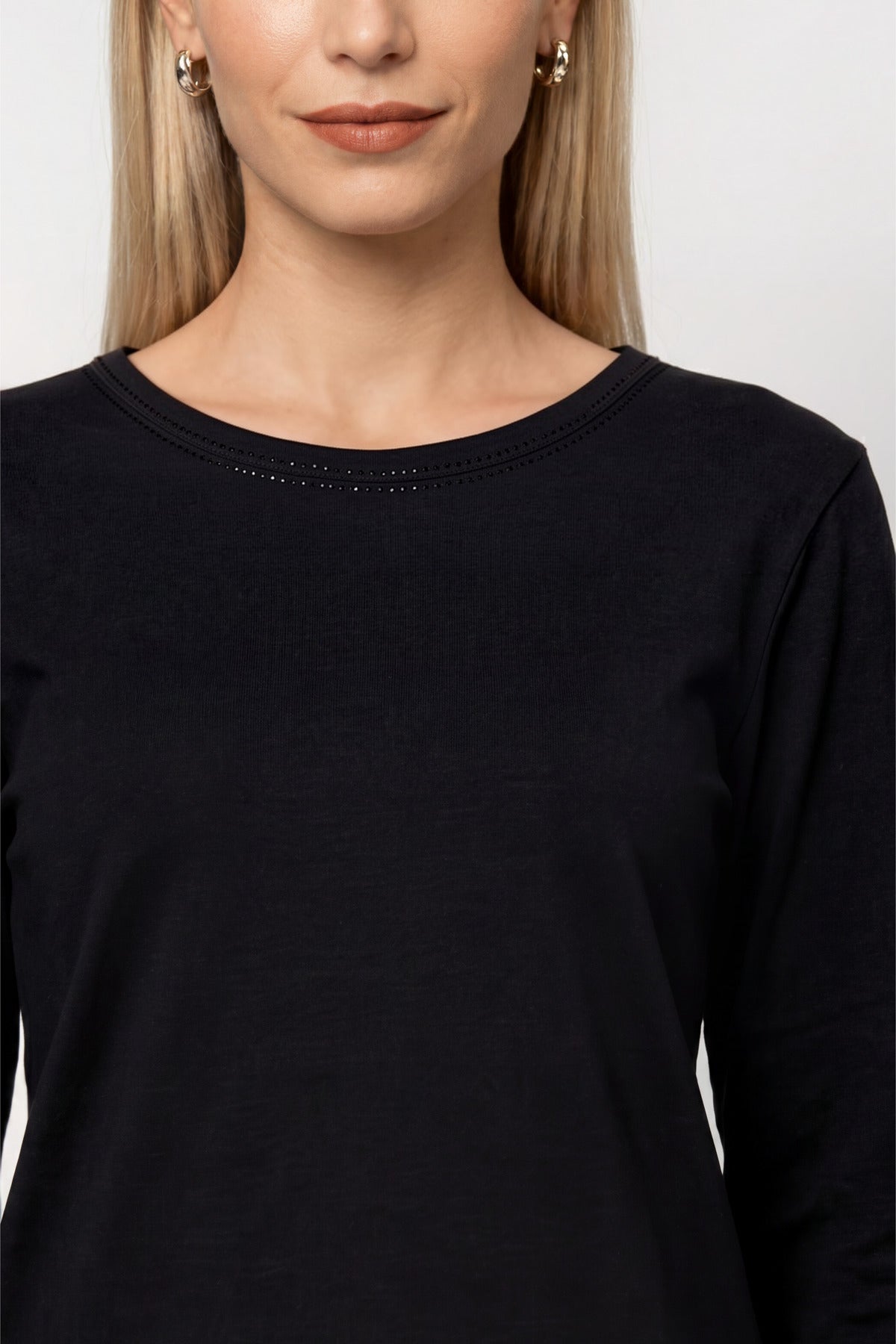 Monari Damen Langarmshirt mit Strassdetails