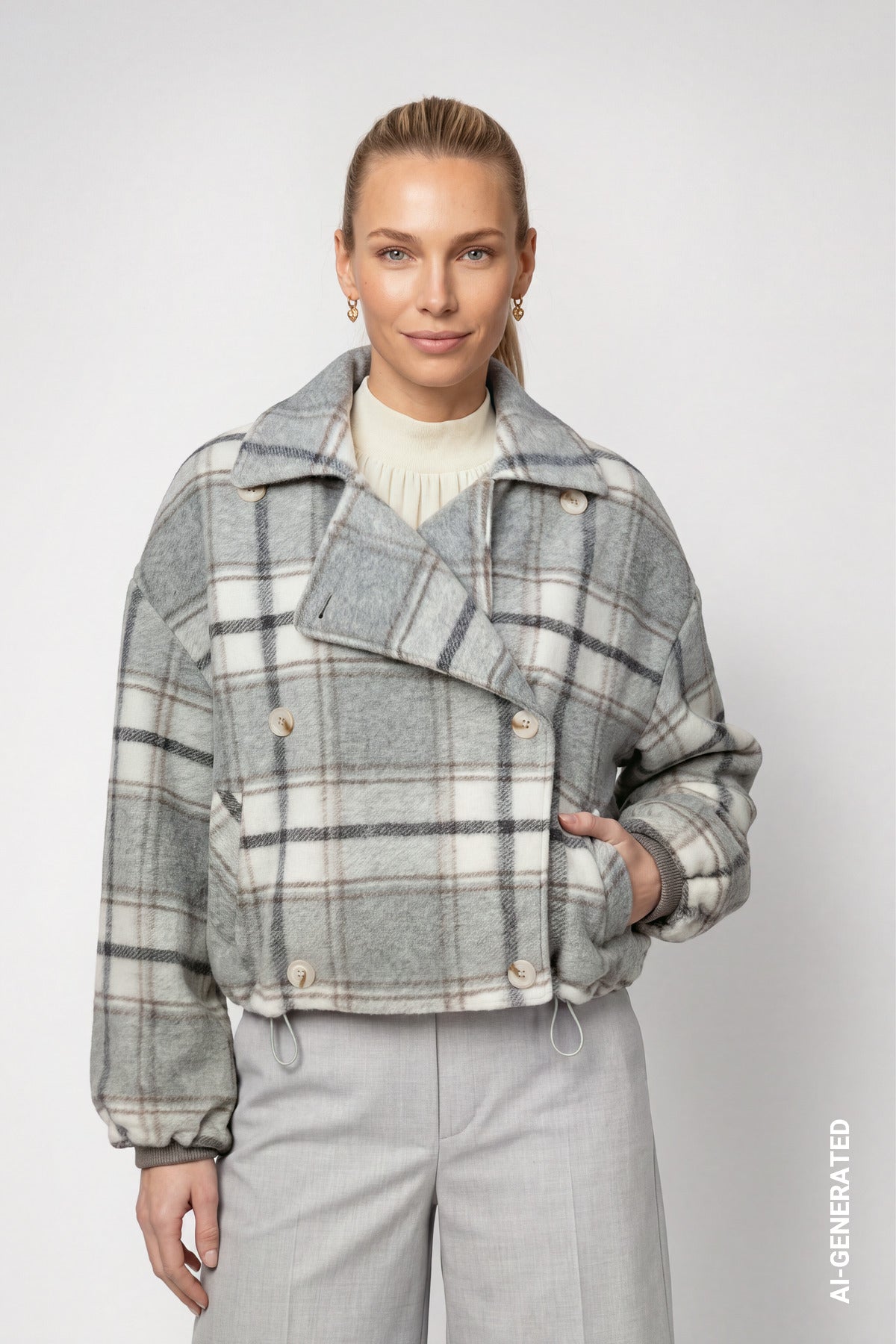 Monari Damen Jacke mit Karomuster