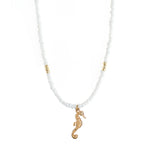 TIMI Damen Halskette Ellie - Seepferdchen-Halskette mit weißen Perlen