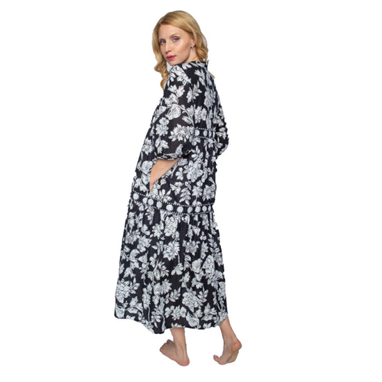 Emily van den Bergh langes Volant-Kleid