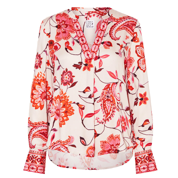 Emily van den Bergh Damen Shirtbluse - red sand flower
