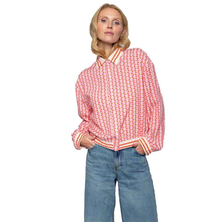Emily van den Bergh Damen Blouson-Bluse - red pink geometric