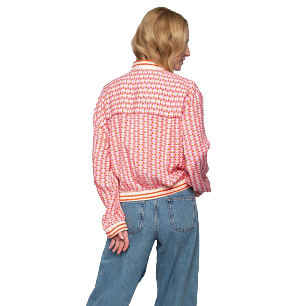 Emily van den Bergh Damen Blouson-Bluse - red pink geometric