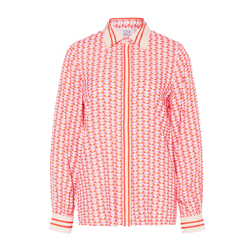 Emily van den Bergh Damen Blouson-Bluse - red pink geometric