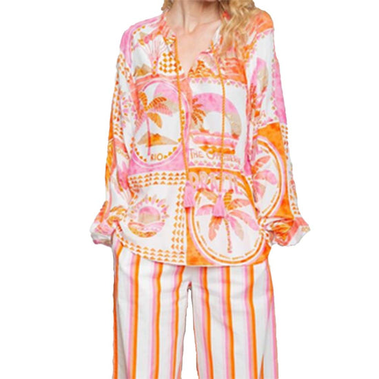 Emily van den Bergh Damen Shirtbluse - orange pink beach