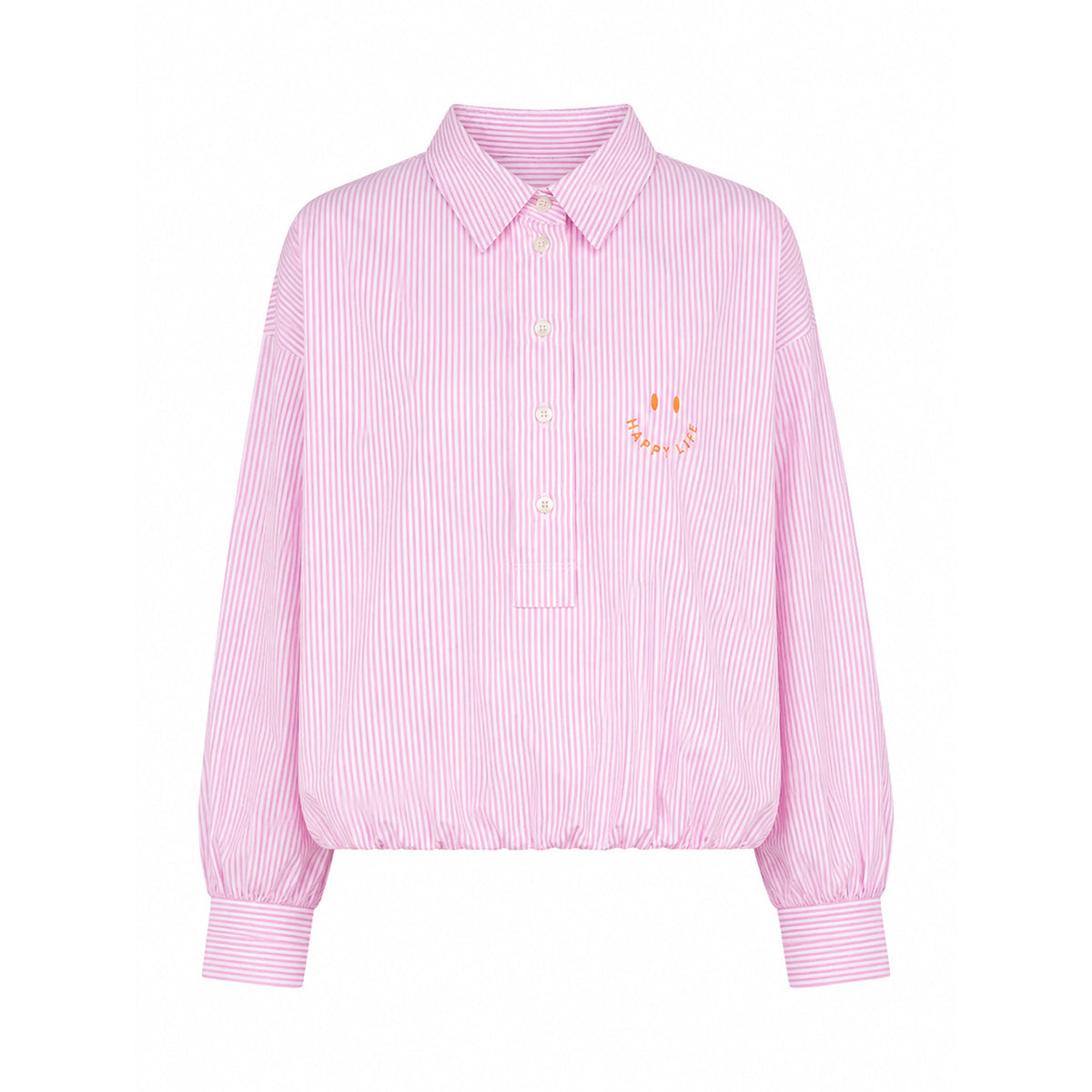 Emily van den Bergh Damen Bluse „Happy Life“-Smiley-Print