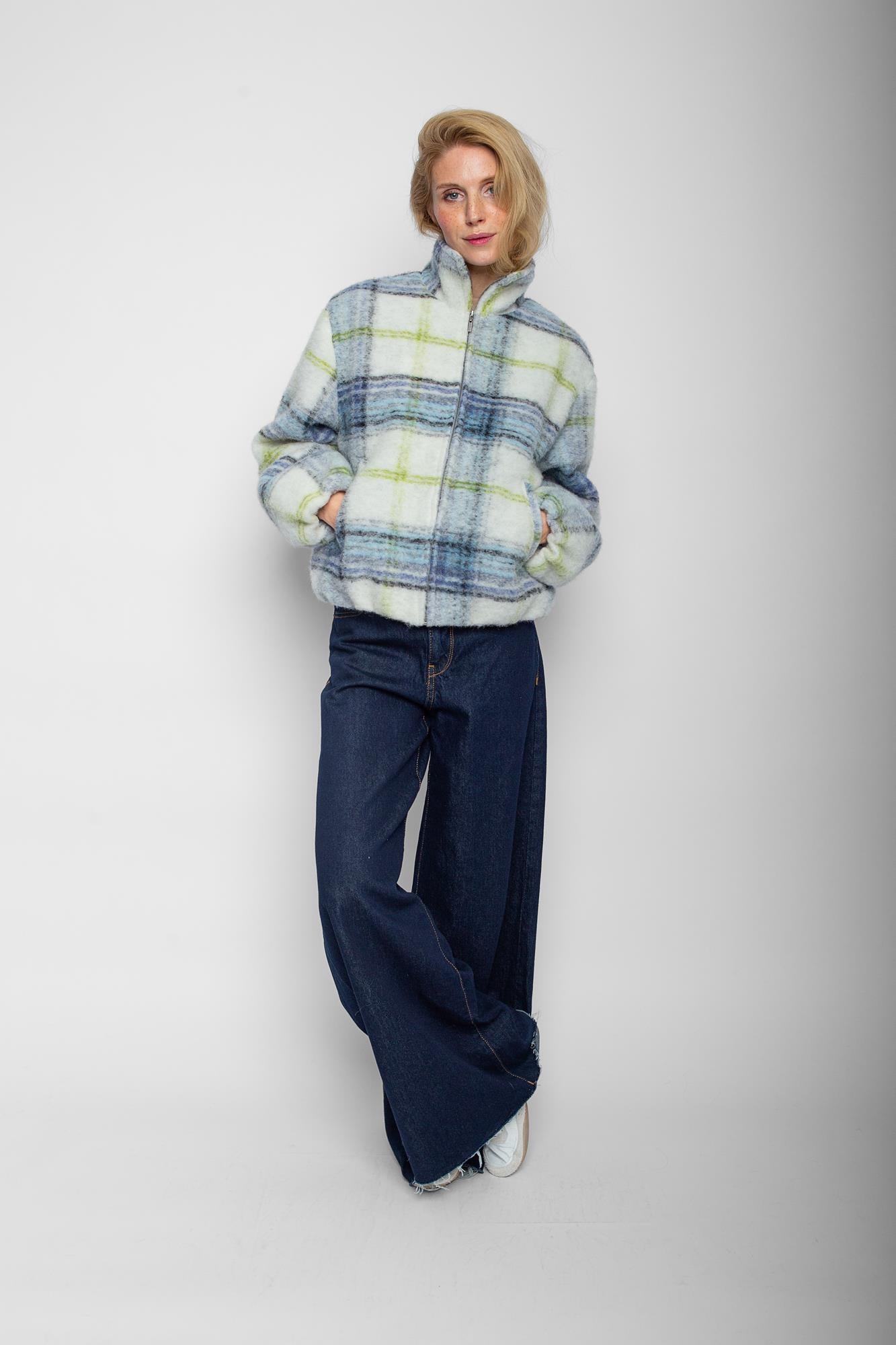 Emily van den Bergh Damen Jacke – aqua ecru
