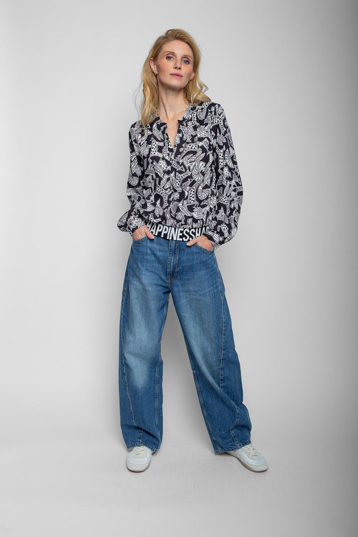 Emily van den Bergh Damen Bluseshirt – schwarz-weiß