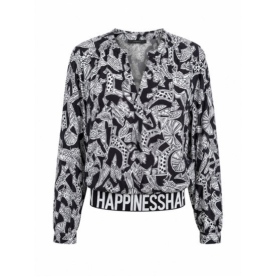 Emily van den Bergh Damen Bluseshirt – schwarz-weiß