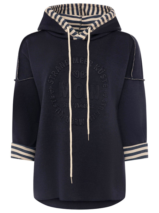 Zwillingsherz Damen Pullover Doubleface Hoodie "Moin & Streifen"