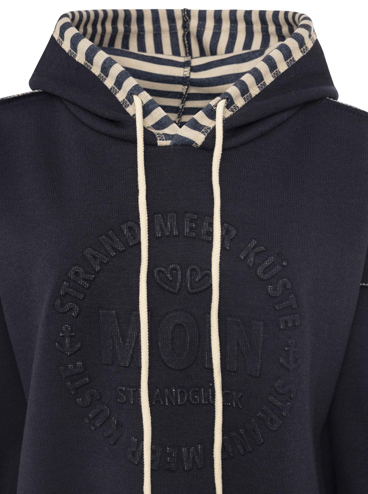 Zwillingsherz Damen Pullover Doubleface Hoodie "Moin & Streifen"
