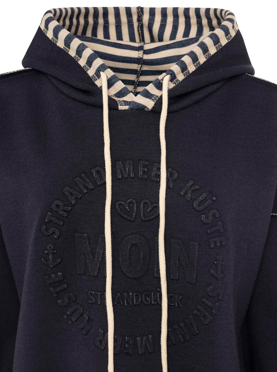 Zwillingsherz Damen Pullover Doubleface Hoodie "Moin & Streifen"
