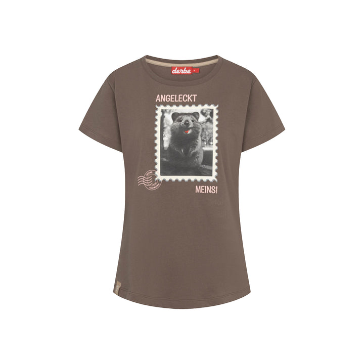 Derbe Damen T-Shirt Angeleckt – morel