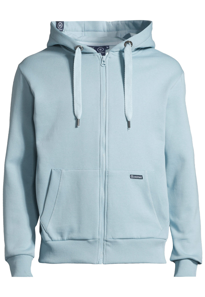 Salzhaut Herren Kapuzen-Sweatjacke Breker "Kühlungsborn" Print: white-neon orange