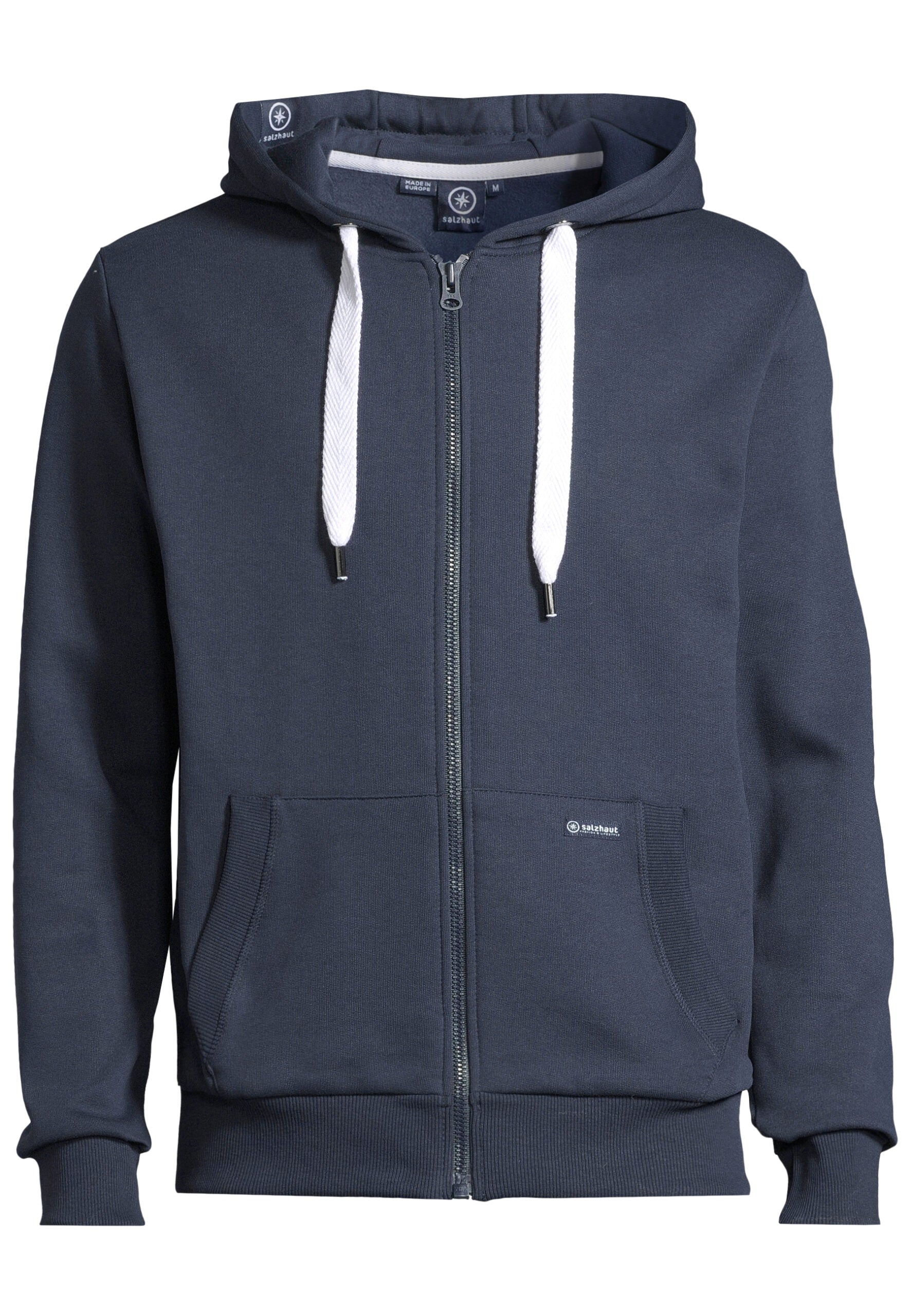 Salzhaut Herren Kapuzen-Sweatjacke Breker "Kühlungsborn" Print: white-neon orange