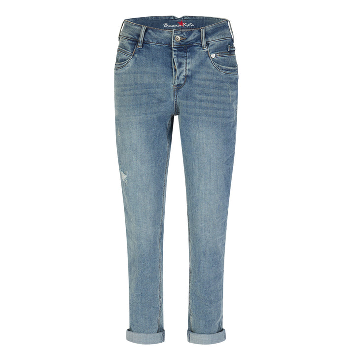 Buena Vista Damen Jeans Bali Cropped Stretch Denim - destroyed blue