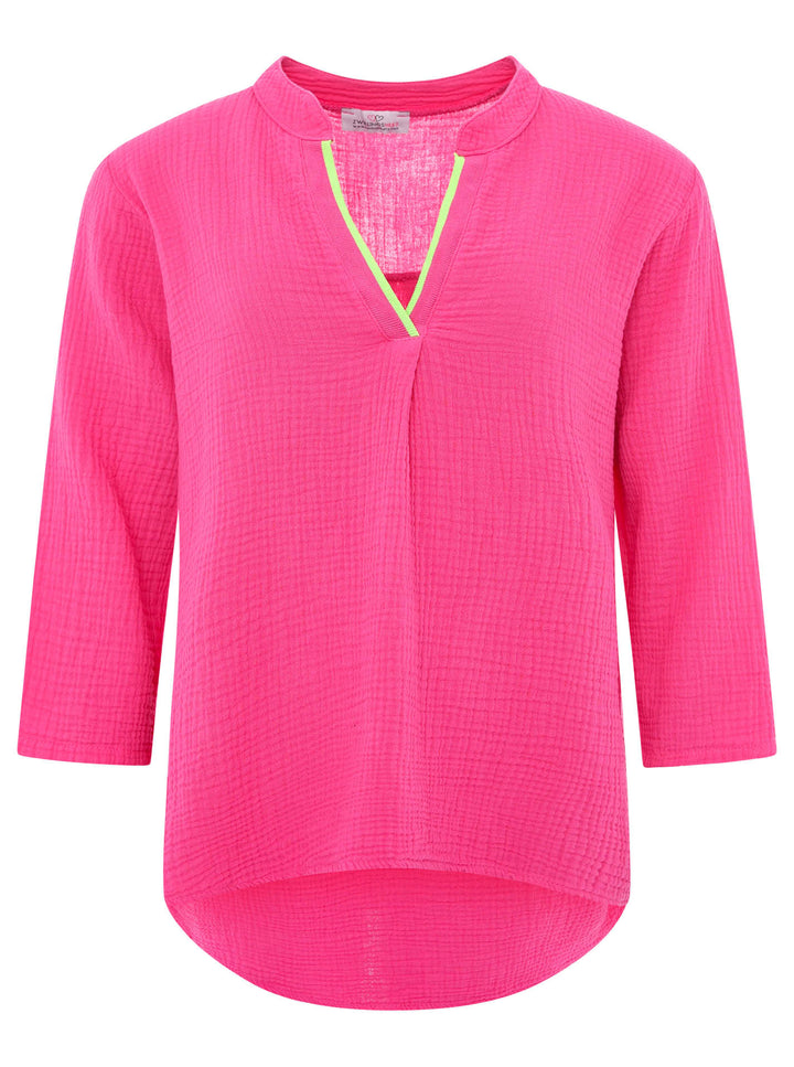 Zwillingsherz Damen Musselin Bluse BW "Neon Kante"