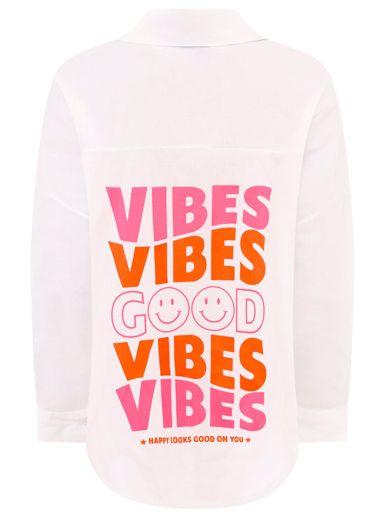 Zwillingsherz Damen Oversize Bluse BW "Good Vibes"