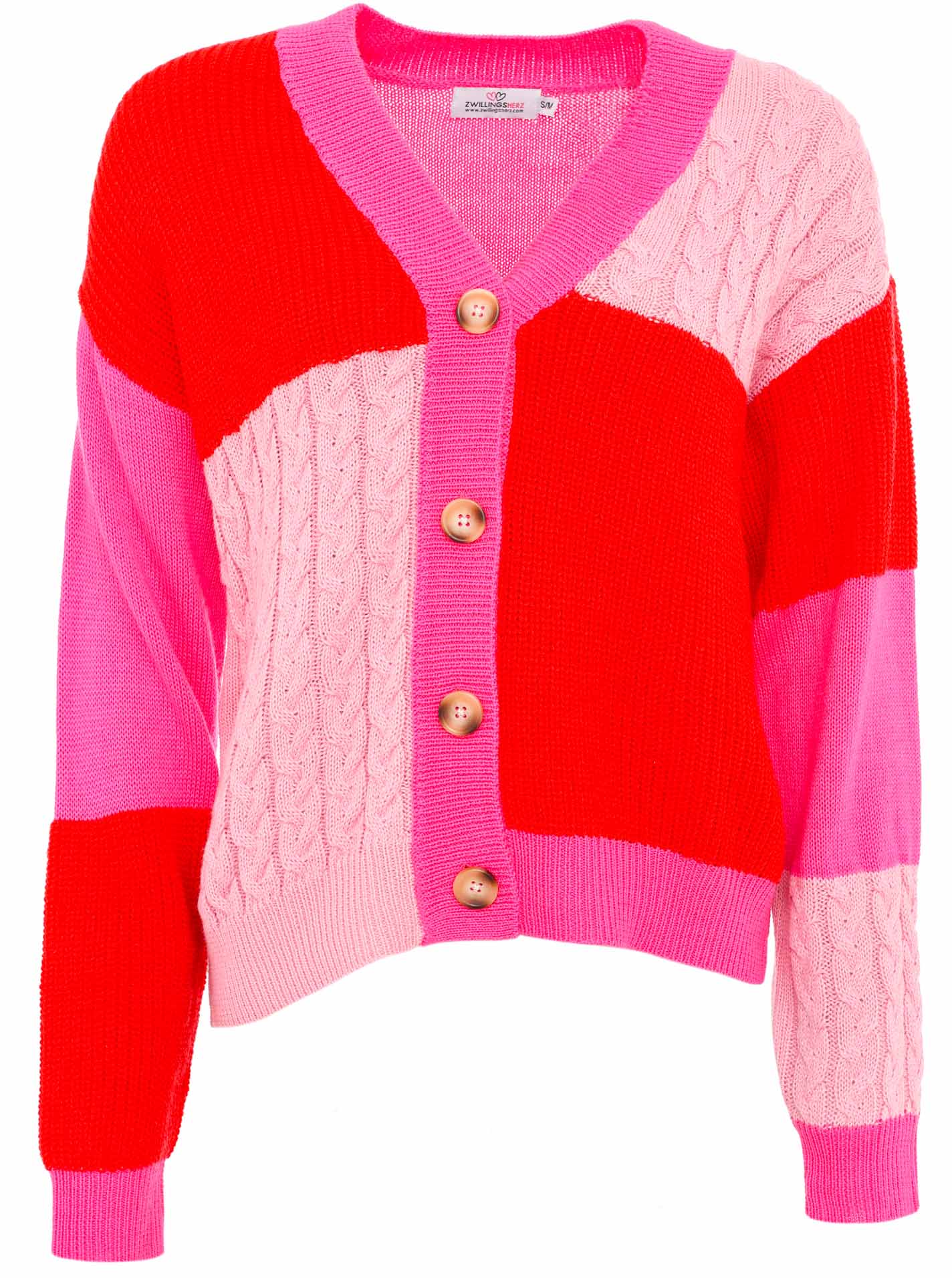 Zwillingsherz Damen Cardigan Wolle "Color Mix"