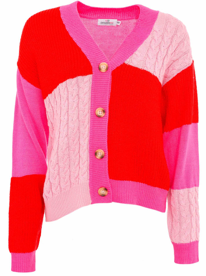 Zwillingsherz Damen Cardigan Wolle "Color Mix"