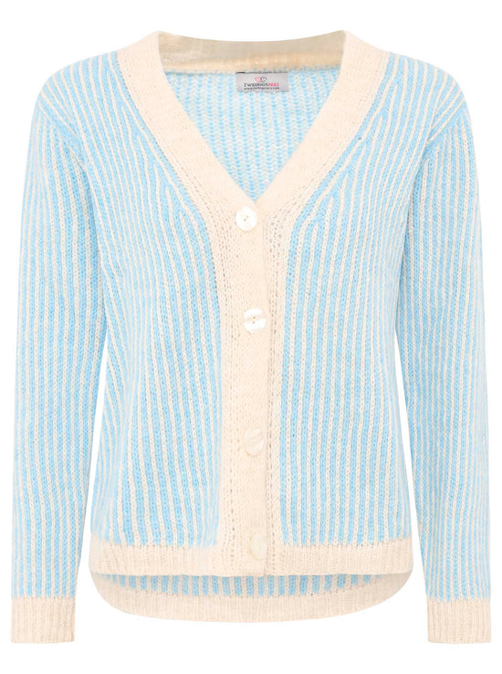 Zwillingsherz Damen Strick Cardigan Flausch "Kleine Streifen"