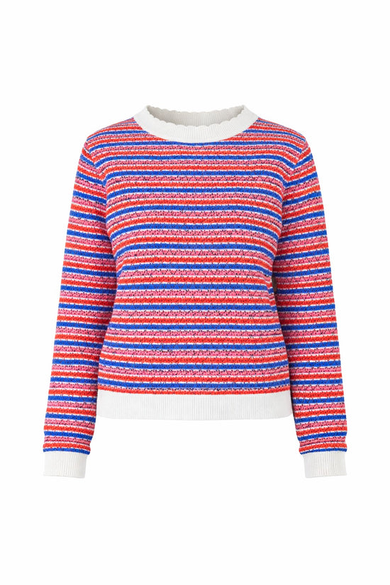 Kleinigkeit Damen Strickpullover Mon Ajour Pullover – sangria - multi striped