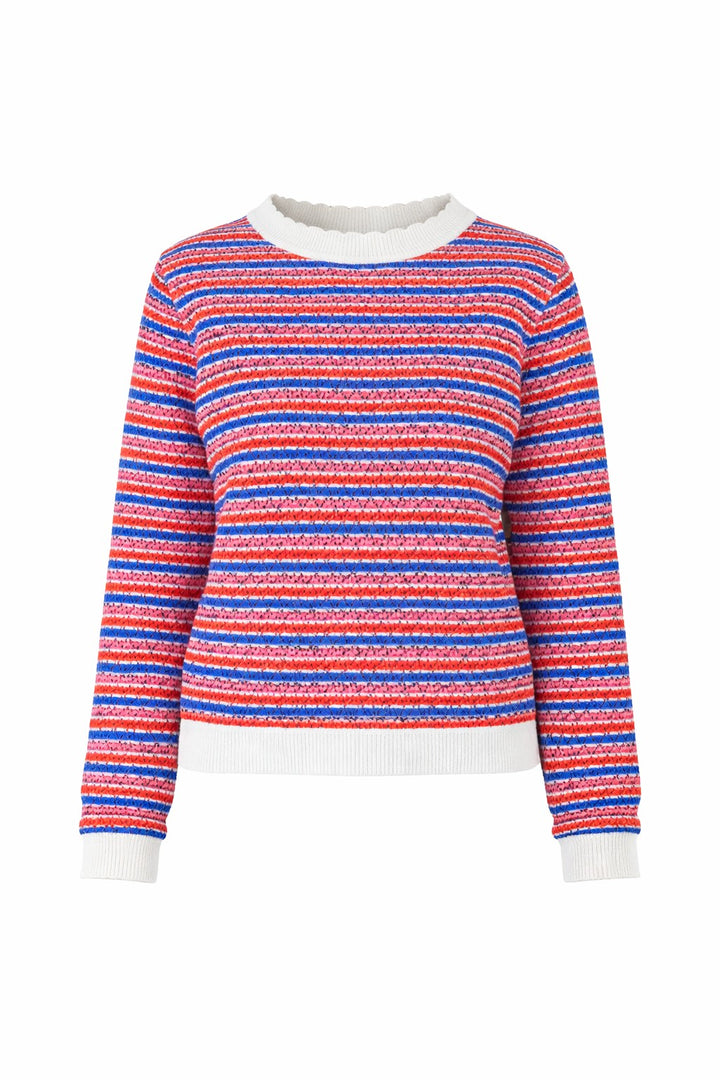 Kleinigkeit Damen Strickpullover Mon Ajour Pullover – sangria - multi striped