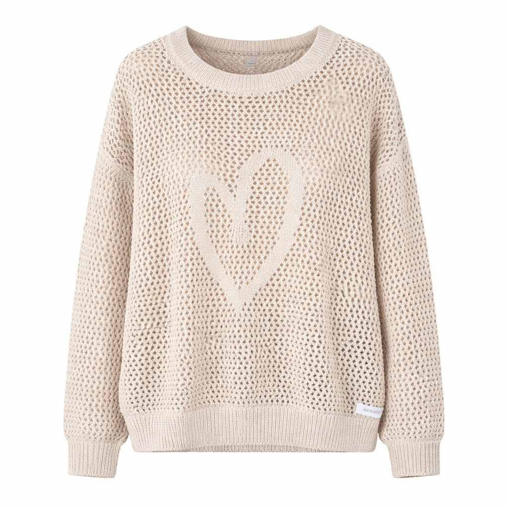Kleinigkeit Damen Strickpullover Open Heart Crewneck – frappé