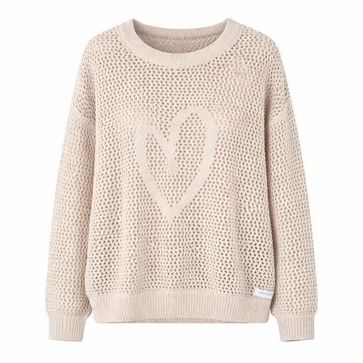 Kleinigkeit Damen Strickpullover Open Heart Crewneck – frappé