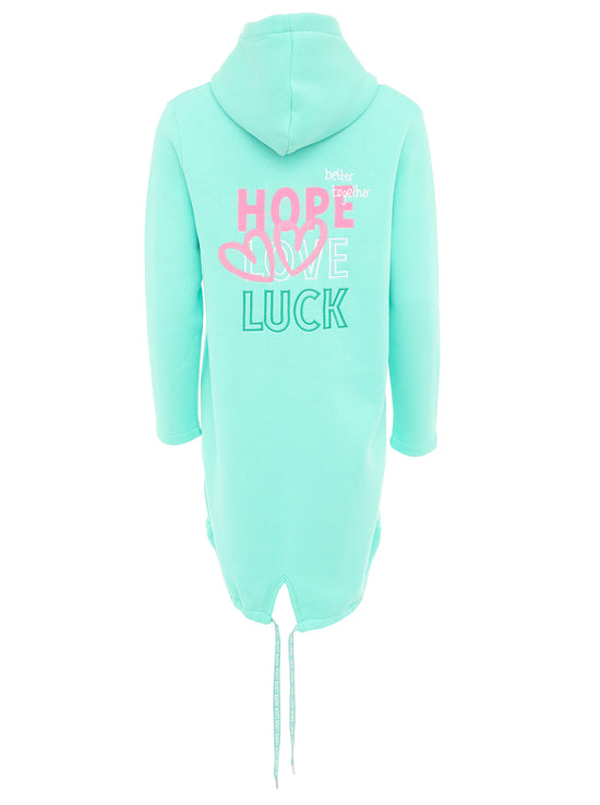 Zwillingsherz Damen Hoodiemantel BW "Hope Love Luck"