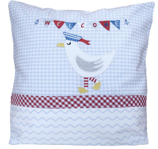 Hansekind Kinder Kissen mit Möwe blau