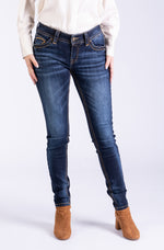 Blue Monkey Damen Jeans Laura Skinny - darkblue