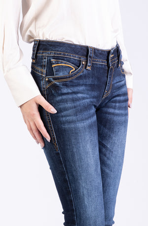 Blue Monkey Damen Jeans Laura Skinny - darkblue