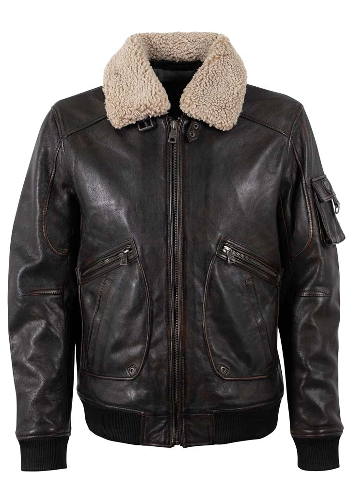 Mauritius Herren Lederjacke MMSkypatrol – vintagebraun