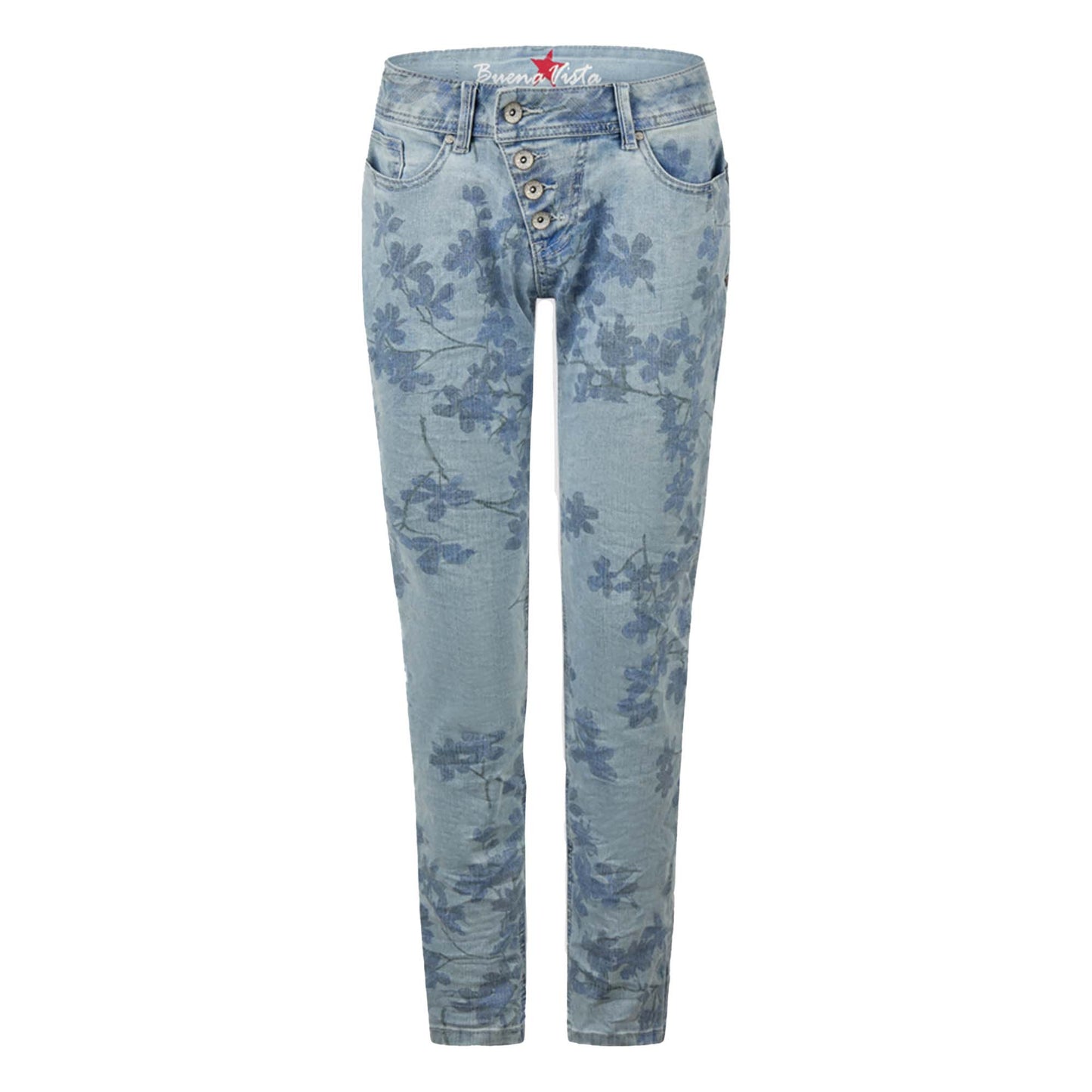 Buena Vista Damen Jeans Malibu cropped stretch denim - flower denim