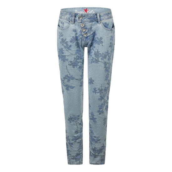 Buena Vista Damen Jeans Malibu cropped stretch denim - flower denim