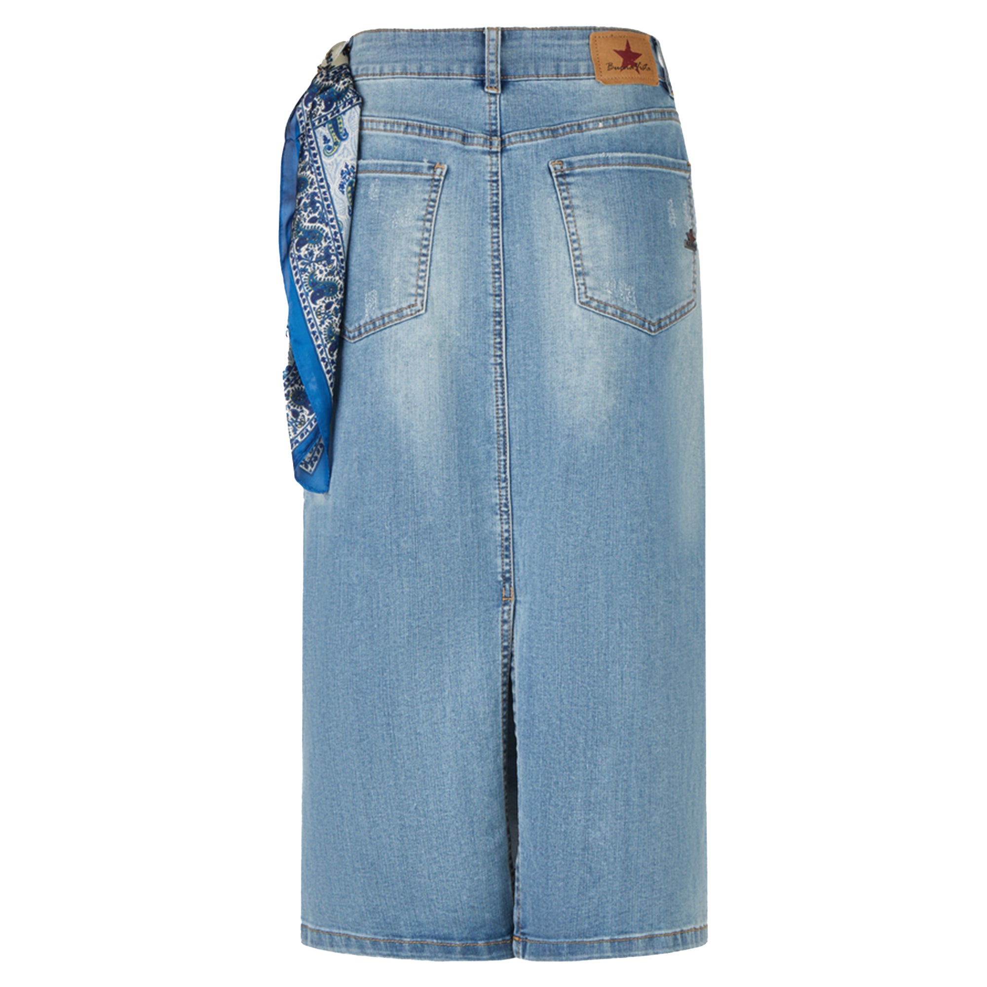Buena Vista Damen Jeans-Midirock mit Tuchdetail