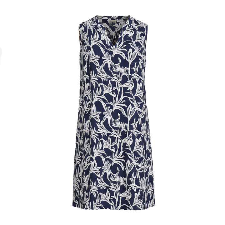 Timezone Damen Kleid Printed Sleeveless Dress – blue leaf aop