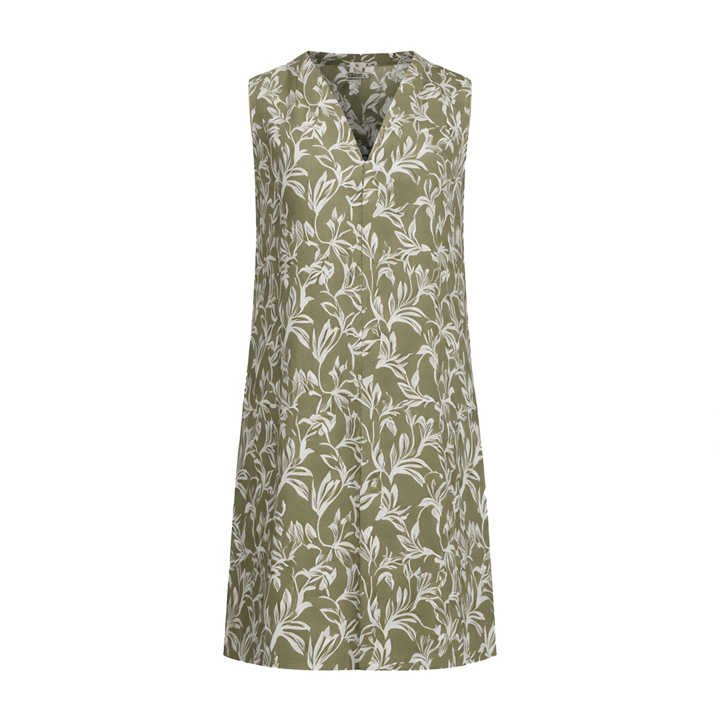 Timezone Damen Kleid Printed Sleeveless – olive leaf aop