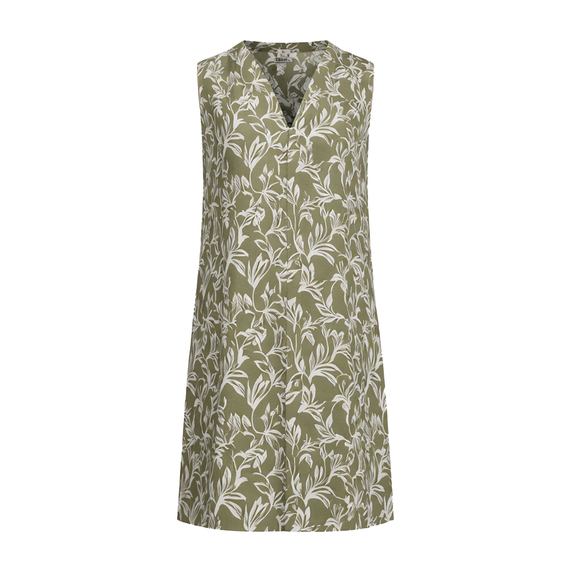 Timezone Damen Kleid Printed Sleeveless – olive leaf aop