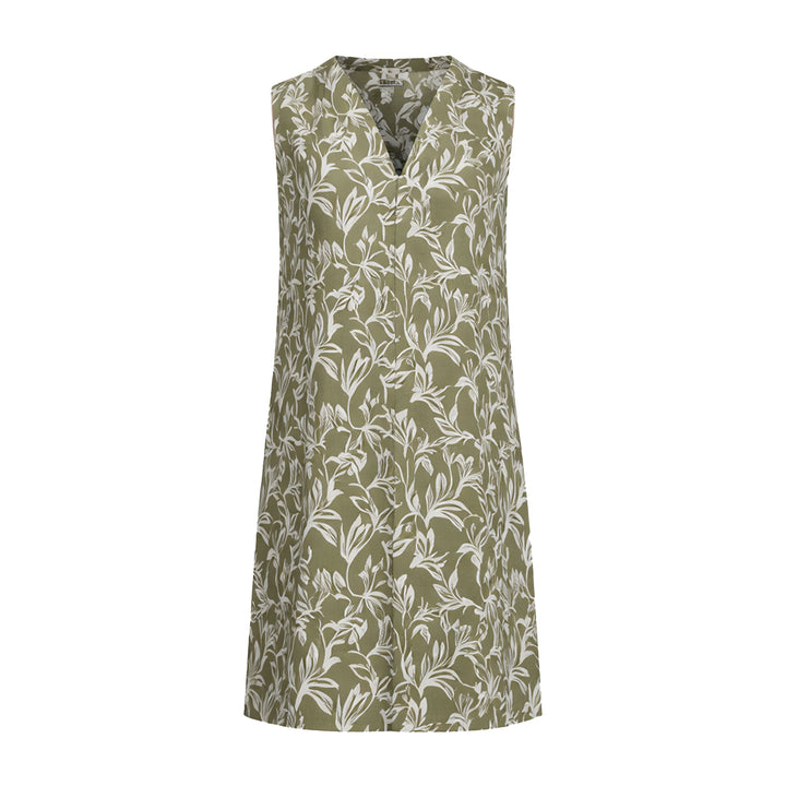 Timezone Damen Kleid Printed Sleeveless – olive leaf aop