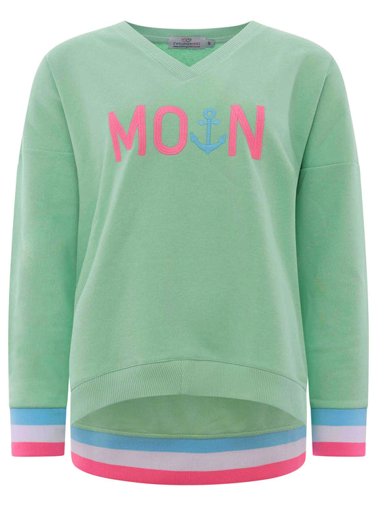 Zwillingsherz Damen Sweatshirt V-Neck "MoinZH"