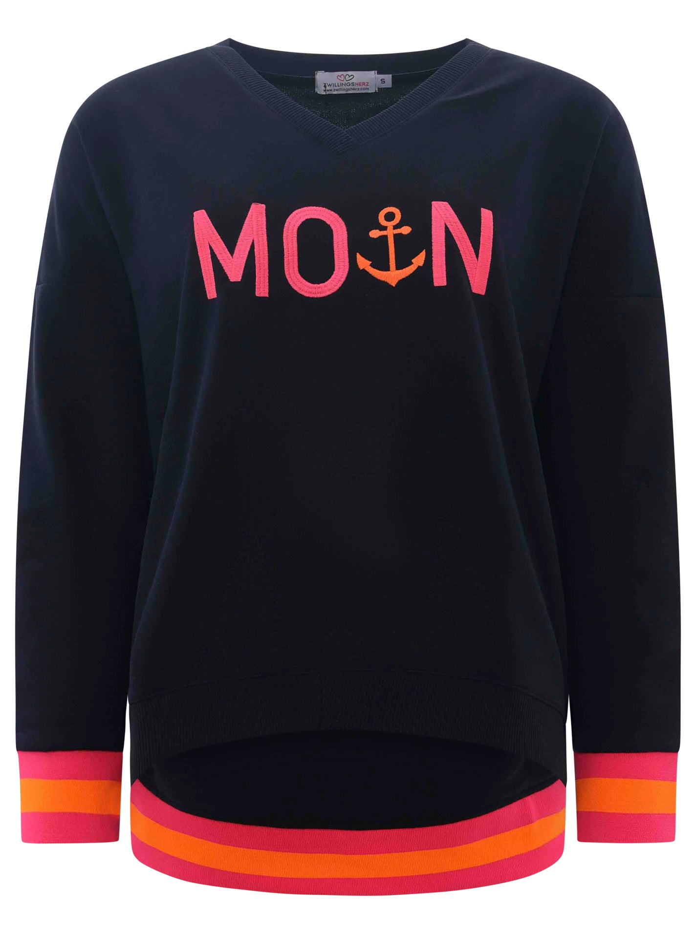 Zwillingsherz Damen Sweatshirt V-Neck "MoinZH"